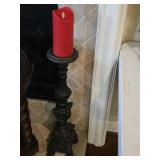 29" Heavy Pedestal Candle Holder w/Flamless Candle