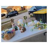 17 gallon tote full of Easter decorations.