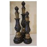 (3) Wood Carved Decor Pieces