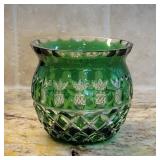 Emerald Green Bohemian Cut Glass