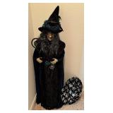 4 Ft Halloween Witch Decoration & Skull Hat