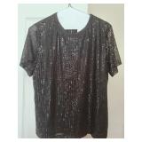 NWT Black Sequin Boutique Top Small