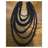 You & I 7 Strand Black Beaded Necklace