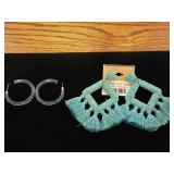 NWT Turquoise Colored Fringe Earrings & Blue