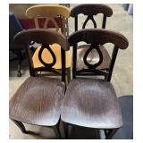 4 Wood Renaissance Key Hole Back Chairs