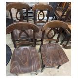 4 Wood Renaissance Key Hole Back Chairs