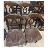 4 Wood Renaissance Key Hole Back Chairs