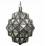 18" Antiqued Mirror Glass Hanging Light Fixture
