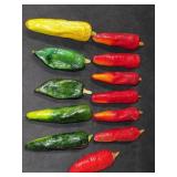 (12) Red & Green Peppers Mexican Paper Mache