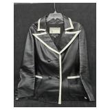 Ladies Black & Whiye Leather Coat Sz 10