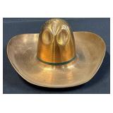 VTG Copper Sombrero Cowboy Hat Ashtray W/ Green