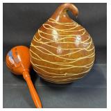 Hand Painted Decorative Piece & Orange Maraca