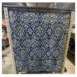 Curtain Rod W/ Blue & White Design 38 in x 44 in