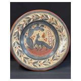 VTG Mexican Folk Art Tonala Pottery Plate Wall 12"