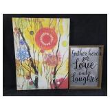 24"ï¿½18" Canvas Art + Love & Laughter Tin & Wood