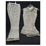 Handmade Sequined Pant Suit Sz 8