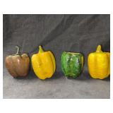 (4) Handmade Peppers Mexican Paper Mache