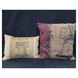 (2) Burlap Americana Throw Pillows