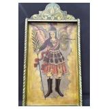 VTG Wood Wall Hanging Oil Painting Of Angel 15"