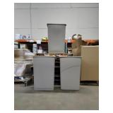 (3) beige Rubbermaid Brand Full sized Trash Bins
