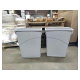 (2) Rubbermaid Half Sized Trash Bins w/Single
