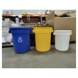 (3) Various Sized Circular Trash/ Recycling Bins