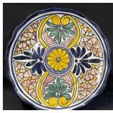 VTG Talavera Mexican Pottery Plate Floral Art 11"