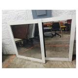 (2) Large White Framed Mirrors 35x38"