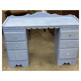 Wooden Desk with 6 Drawers Blue