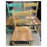 3 Wood Back Ladder Chairs 18.5 in x 16 in x 34 in