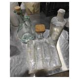 Oil Decanter & Asst. Glass
