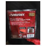 25 gallon latch in stack tote husky brand.