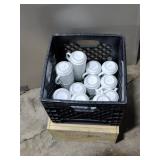 15 White crestware brand coffee mugs as is in a