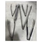 6 Heavy Duty Stainless Steel Tongs