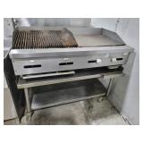 Grill & Griddle Top on SS Rolling Cart48x28x16