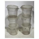 (6) Cambro 1Quart Storage Container RFSCW1 W/Lids