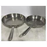 2 All Clad Stainless Steel Frying Skillets 9", 11"