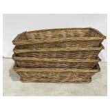 4 Wicker Baskets 14 in x 10 in x 2.5 in