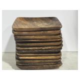 (12) Square Wooden Plates 7"x7"