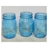 (3) VTG Blue Ball Mason  Jars 12oz