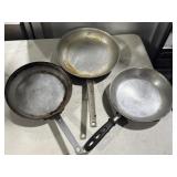 3 Aluminum Frying Pans 12.5" , 10.5ï¿½