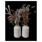 (2) Ceramic Vases w/ Flowers 12"