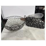 (2) Metal Fruit Bowl Basket Holder