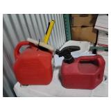 2 gas cans (1) 1 gallon, (1) 2 gallon