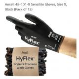 Ansell 48-101-9 Sensilite Gloves, Size 9, Black