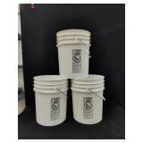 (3) 'LETICA' 5gal (90mil) White Buckets