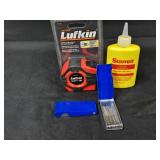 Lufkin Measuring Tape, Starrett Tool Oil & (2)