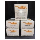 (5) Boxes w/ Vallen Single-Ply Tissues