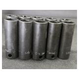 (10) 3/8' Drive Deep Well Impact Sockets 1/2'
