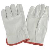 (12) Pairs Leather Gloves W/ Red Fleece Lining